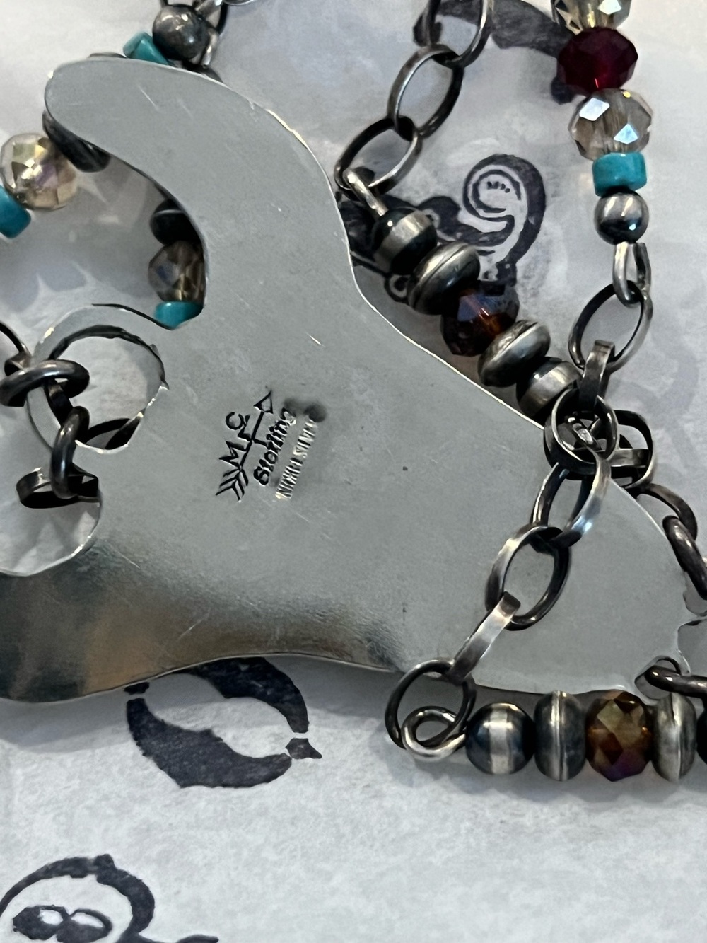 Spoiled Cowgirlz Longhorn Crystal Necklace- in box - OOAK - Picture 7 of 13